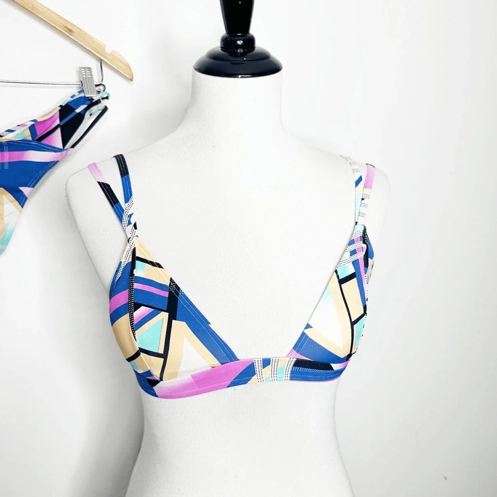 KOPPER & ZINK block party bikini sexy low rise tiny retro top small bottom M
